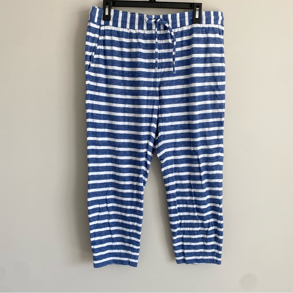 Vineyard Vines Navy Blue White Striped Knit Nautical Capri Pants Size Medium - Picture 3 of 10